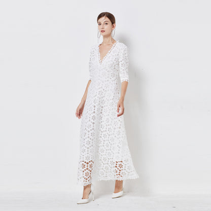 Party Lace Floral Flower Embroidery Maxi Midi Dresses