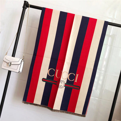 Striped Letter CC Casual Scarf for Women Winter Scarves Women