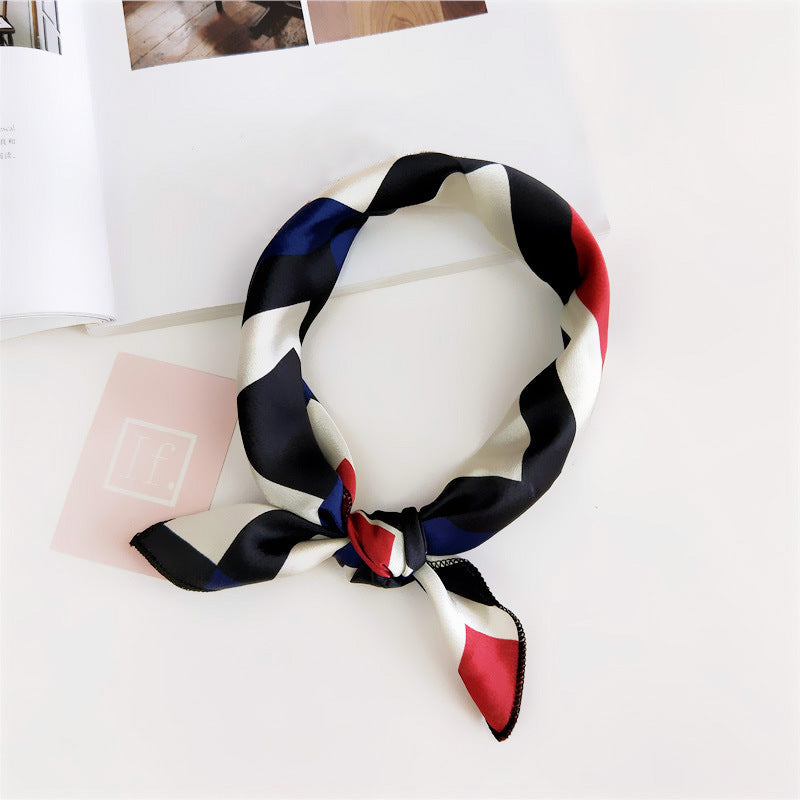 Floral Print Silk Small Square Scarf for Women - 40 Colors