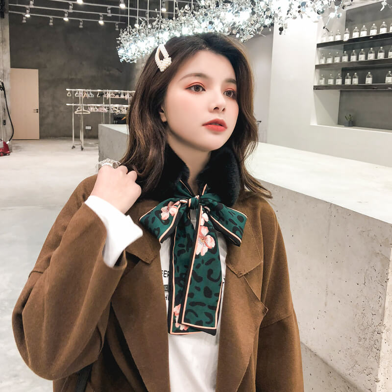 Faux Rabbit Fur Plush Leopard Print Infinity Scarf for Women