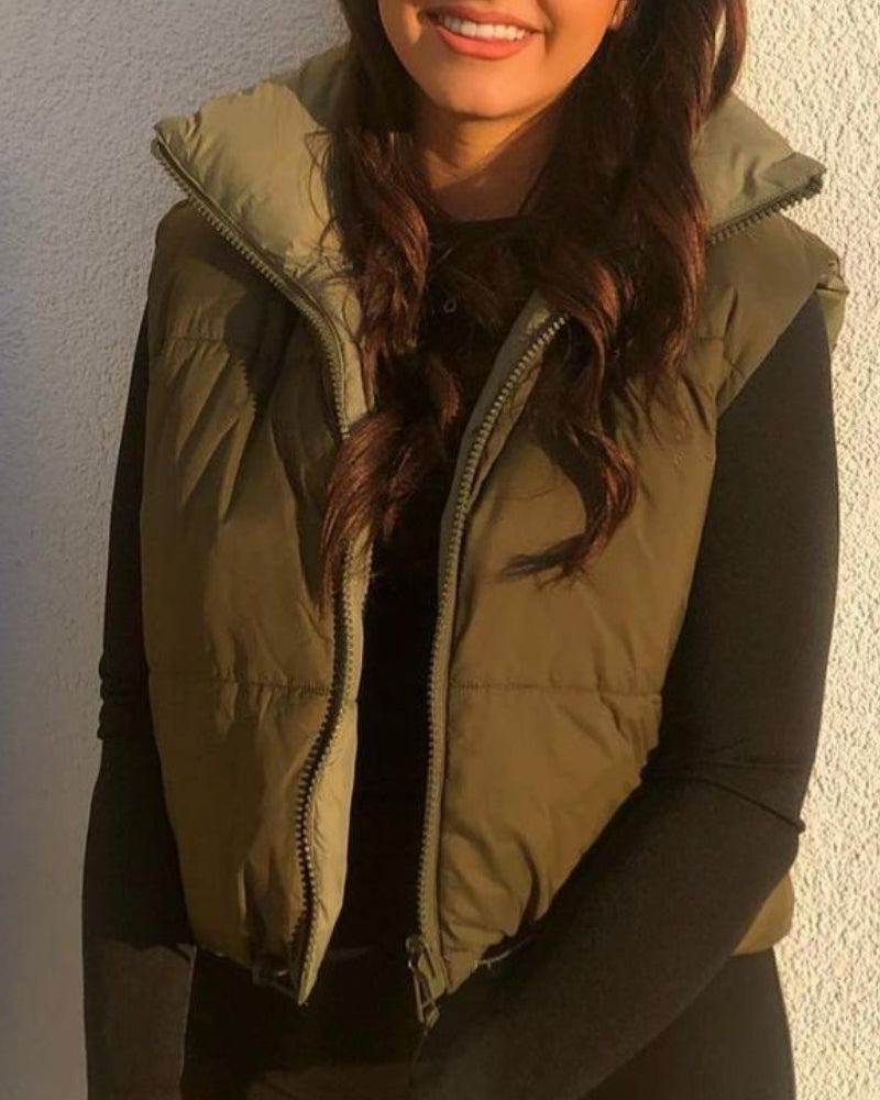 Double Side High Collar Camis Tank Tops Jacket Outerwear