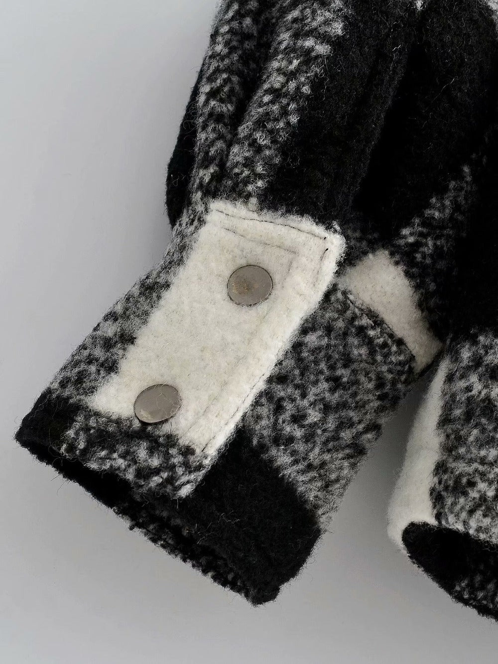 Black And White Grid Single-breasted Shirt Style Cardigan Coat