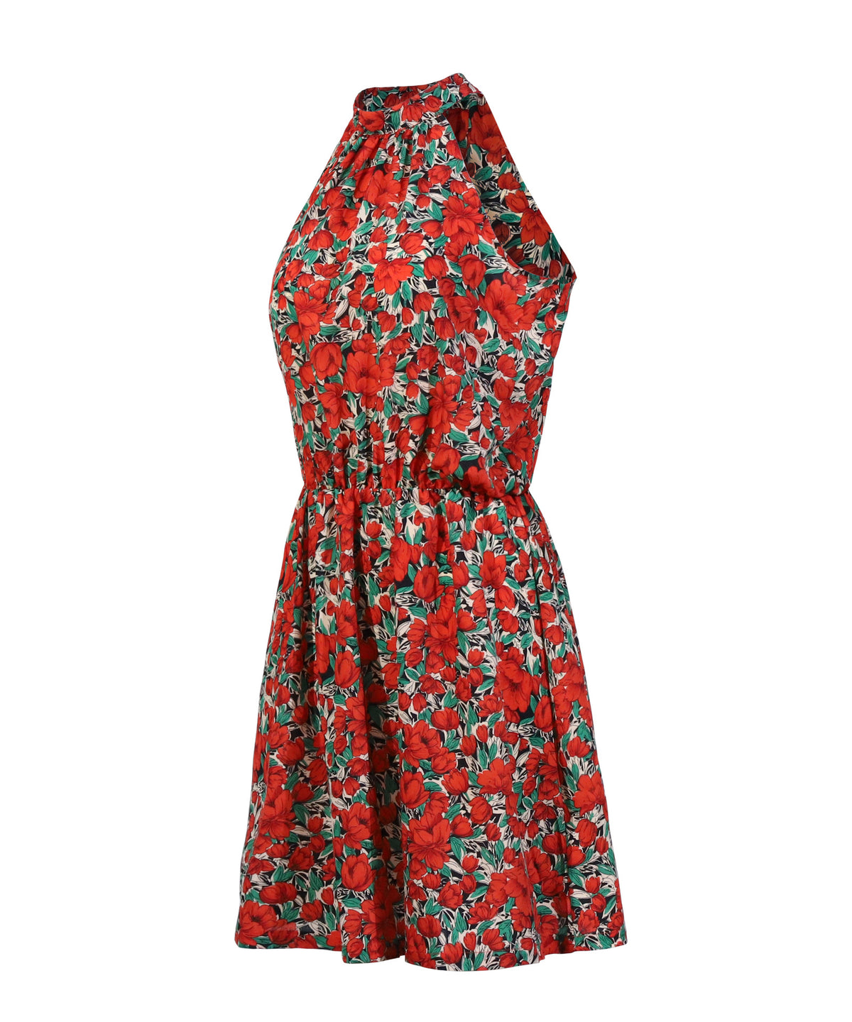 Floral Red Bohemian Boho Printed Hanging Neck Straps Mini Dresses