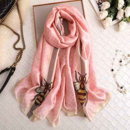 Butterfly Floral Silk Scarf for Women