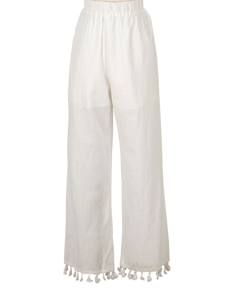 High-waisted Fringed Wide-leg Pants