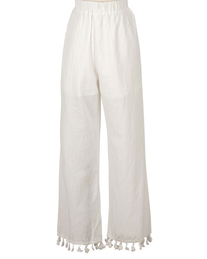 High-waisted Fringed Wide-leg Pants