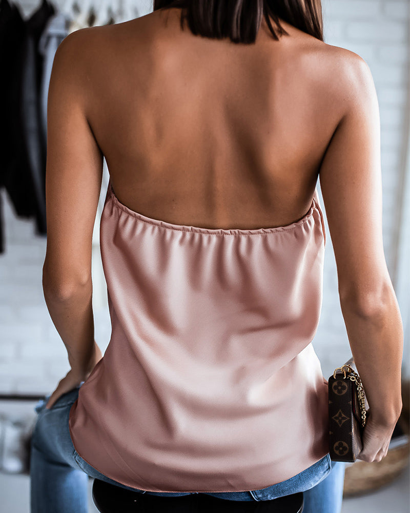 Backless Metal Halter Suspenders Tops