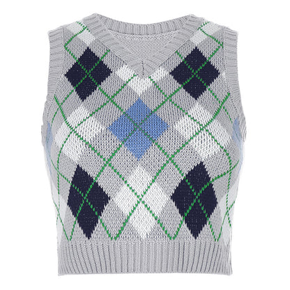 Sleeveless Lattice Knitting Short Vest Sweater