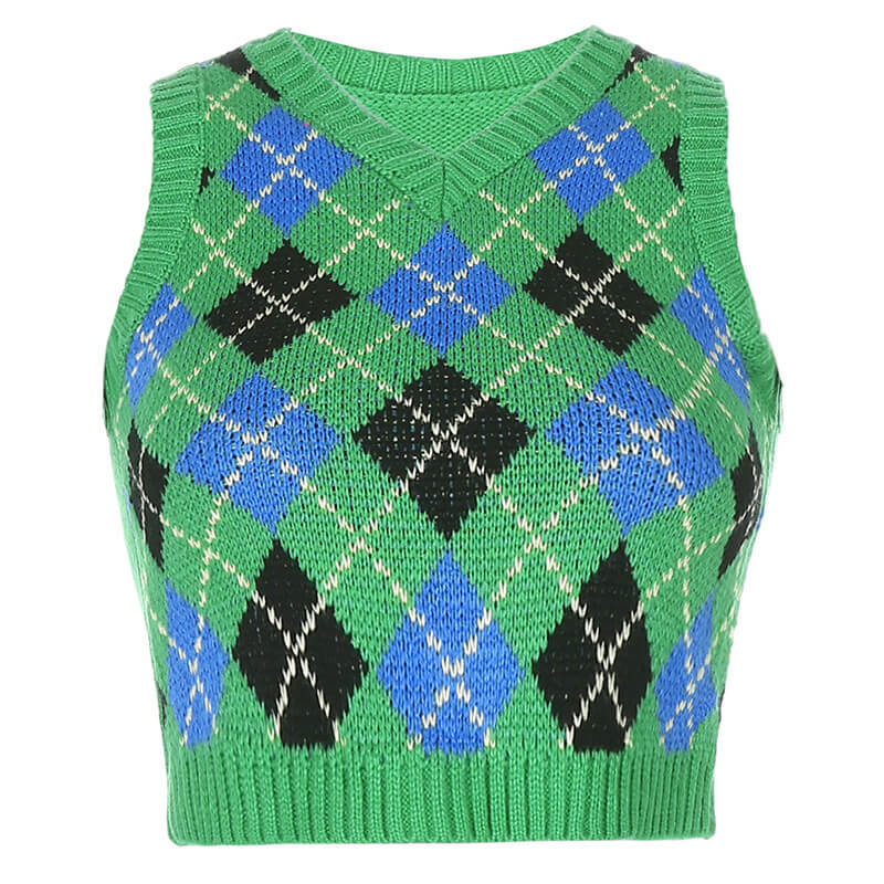 Sleeveless Lattice Knitting Short Vest Sweater